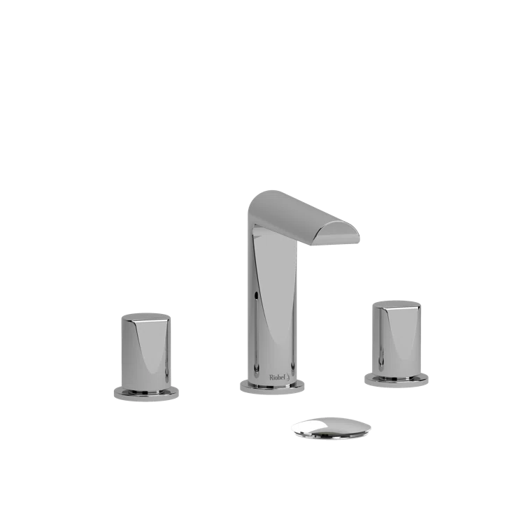 Elegant Parabola Chrome Widespread Bathroom Faucet with Drain