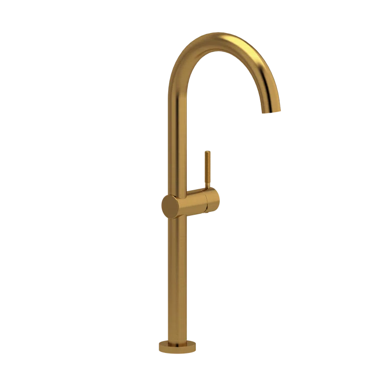 Brushed Gold Tall Single Handle Vessel Faucet