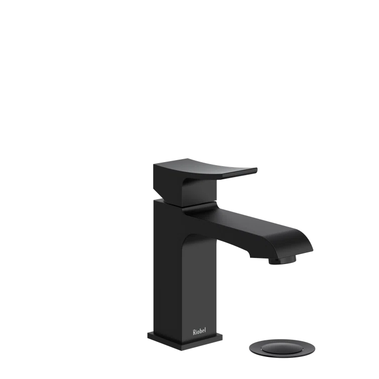 Zendo Modern Black Single Hole Bathroom Faucet with Waterfall Flow