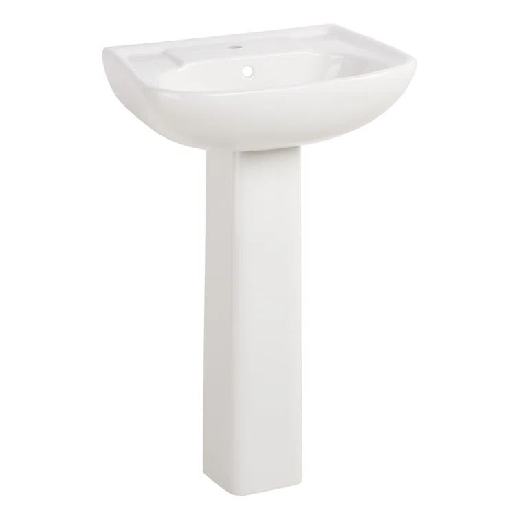 23" Tall White Porcelain Rectangular Pedestal Bathroom Sink
