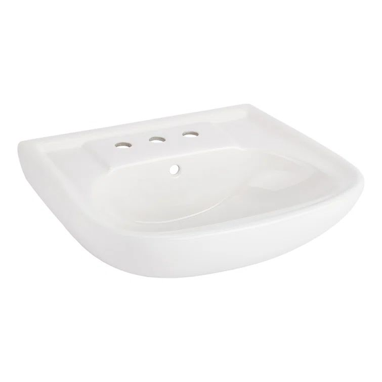 23" White Ceramic Rectangular Wall-Mount Bathroom Sink with Overflow