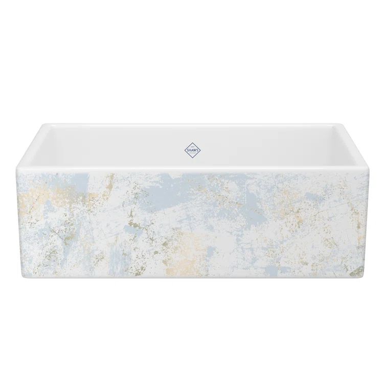 Shaker 33" Patina Blue and Gold Fireclay Farmhouse Sink