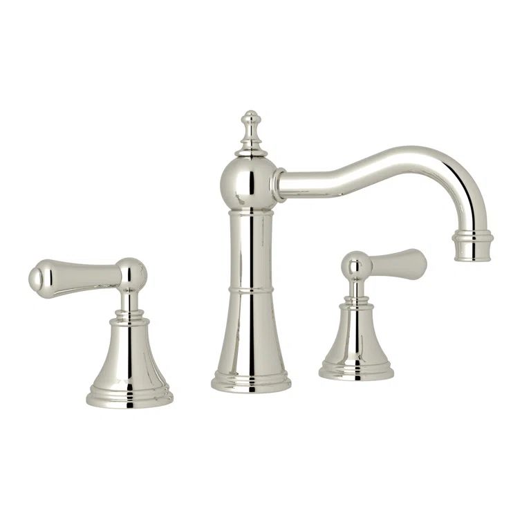 Polished Nickel Traditional Widespread Bathroom Faucet with Brass Handles