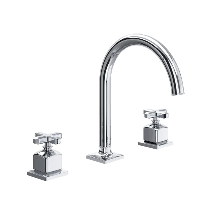 Elegant Apothecary Polished Nickel Widespread Faucet with Brass Accents