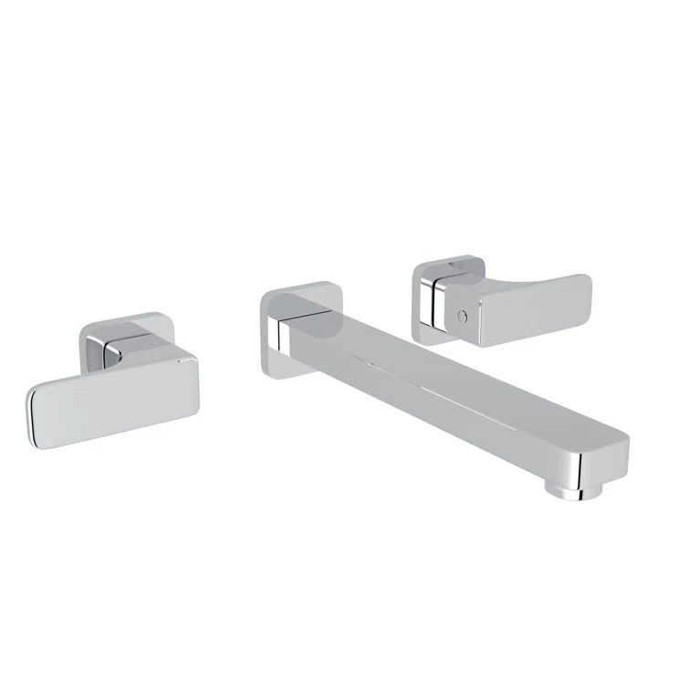 Elegant Quartile 8" Polished Chrome Brass Wall-Mounted Faucet