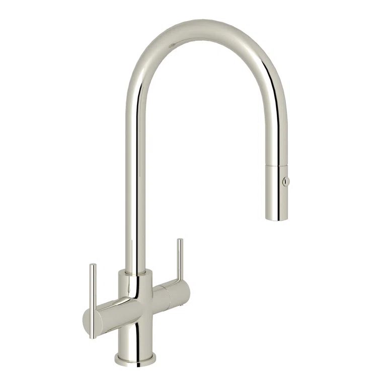 Polished Nickel Brass Pull-out Spray Kitchen Faucet