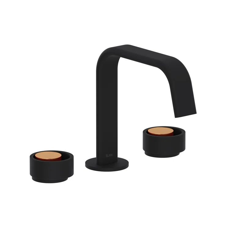 Eclissi Modern Matte Black and Satin Gold Wall-Mounted Faucet