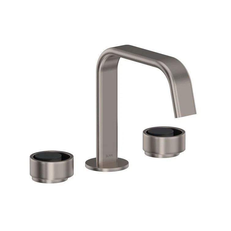 Modern Eclipse Widespread Wall-Mounted Faucet in Black and Nickel