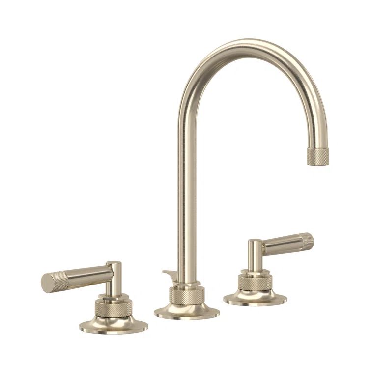 Elegant Polished Nickel Widespread Bathroom Faucet with Metal Handles