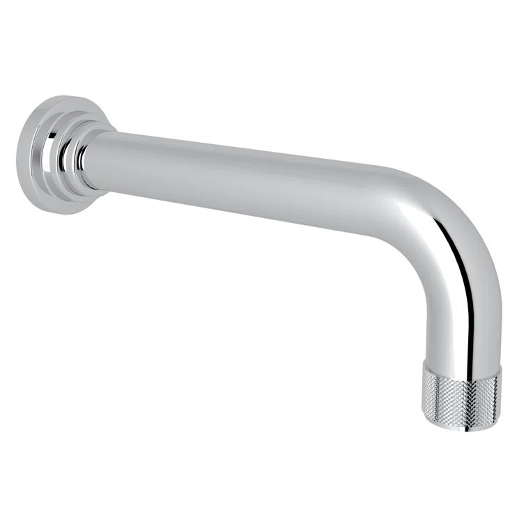 Polished Chrome Wall Mounted Tub Spout with Knurled Detail