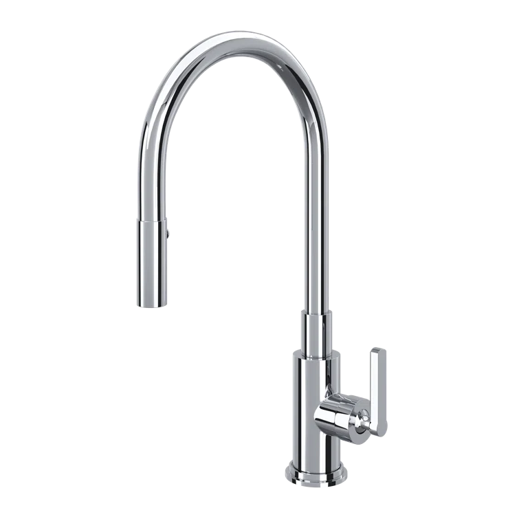 Elegant Lombardia 18'' Polished Nickel Pull-Out Kitchen Faucet