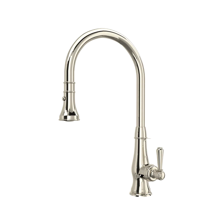 Polished Nickel Brass Pull-Down Kitchen Faucet with Spray