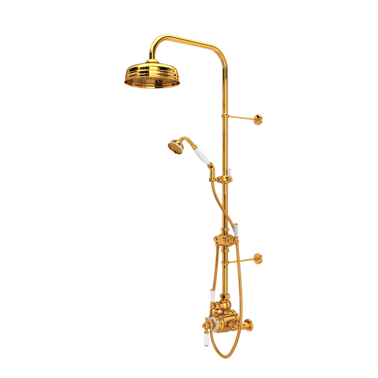 Edwardian Gold Brass Traditional Multi-Head Shower System