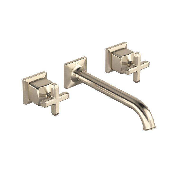 Polished Nickel Wall Mounted Brass Bathroom Faucet