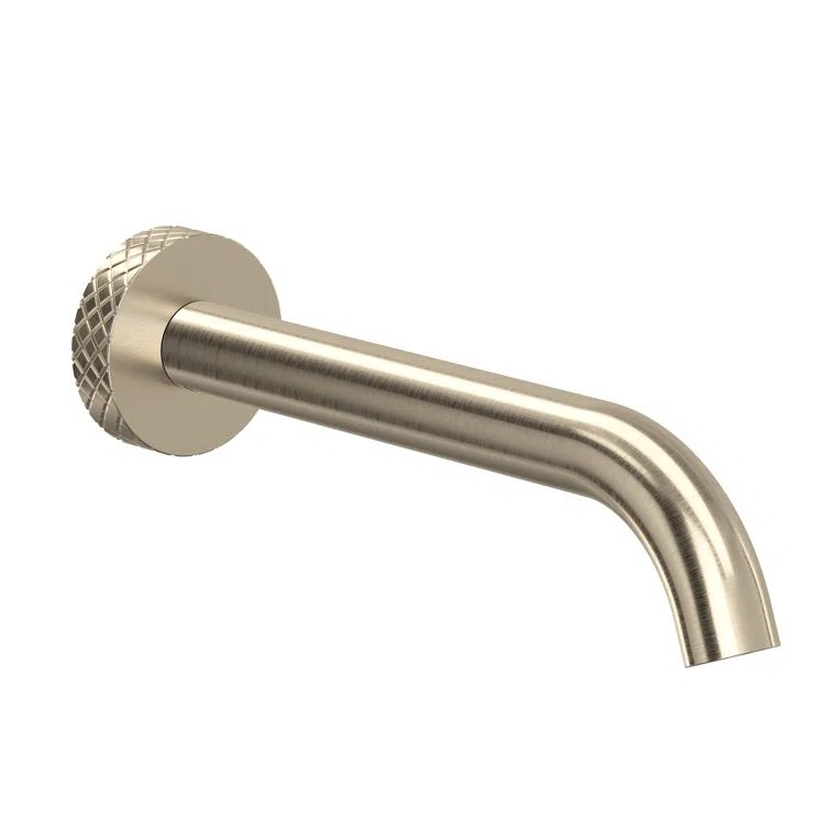 Polished Nickel Wall Mounted Tub Spout with Textured Base