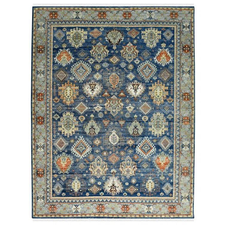 Oriental Handmade Hand-Knotted Area Rug in Blue/Gray