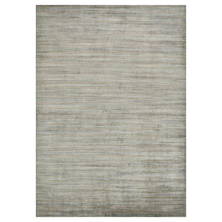 Gray and Black Handwoven Wool and Viscose Area Rug