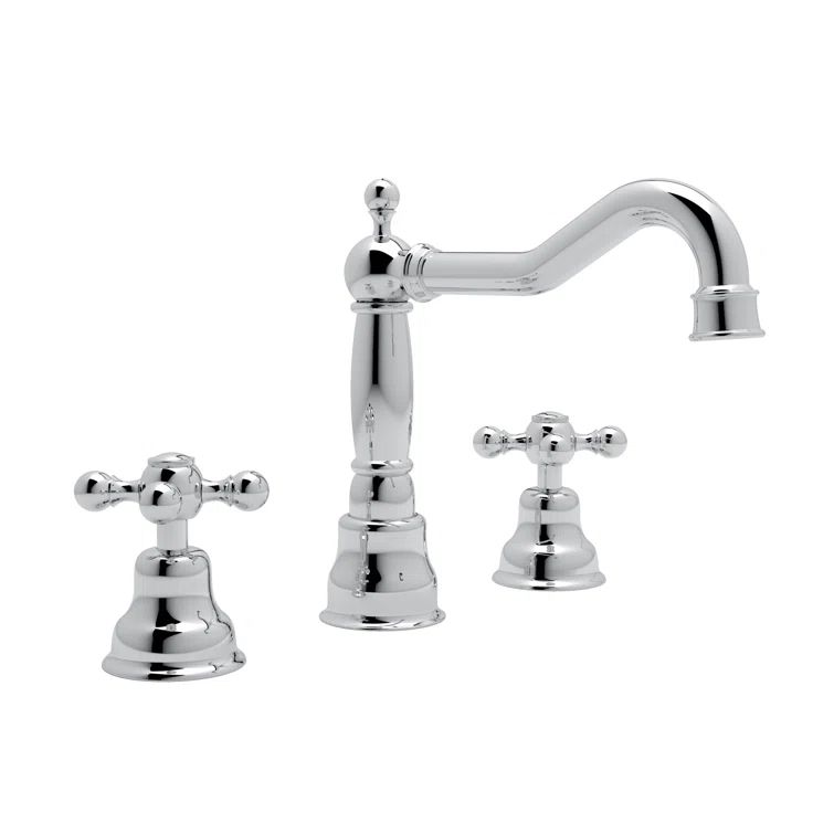 Polished Nickel Traditional Widespread Bathroom Faucet with Porcelain Handles