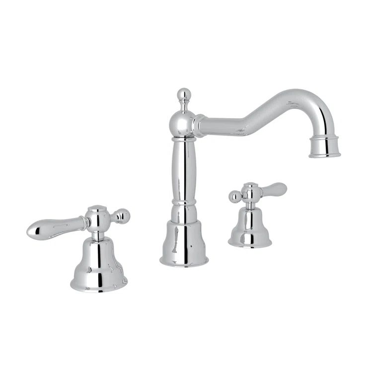 Polished Nickel Traditional Widespread Lavatory Faucet with Porcelain Handles
