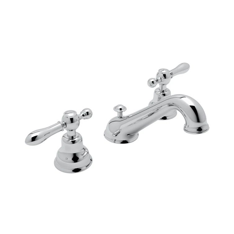 Polished Nickel Widespread Lavatory Faucet with Porcelain Handles