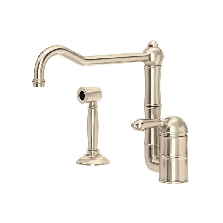 Elegant Satin Nickel Single-Lever Kitchen Faucet with Sidespray