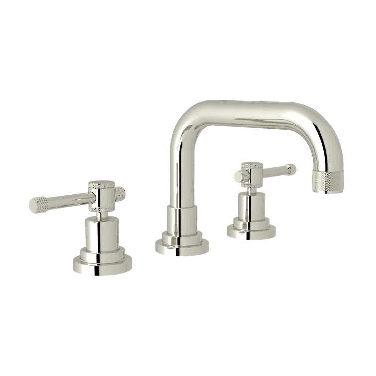 Polished Nickel Brass Widespread Bathroom Faucet with Lever Handles