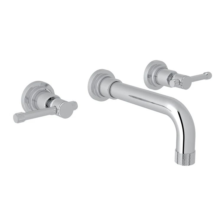 Campo Polished Nickel 10" Wall Mounted Faucet with Crosshatch Detail