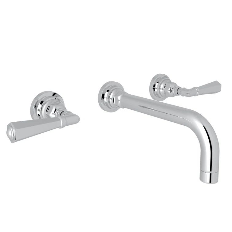 Polished Nickel Traditional Wall Mounted Widespread Faucet