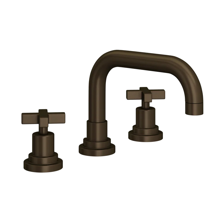 Tuscan Brass Widespread Bathroom Faucet with Cross Handles