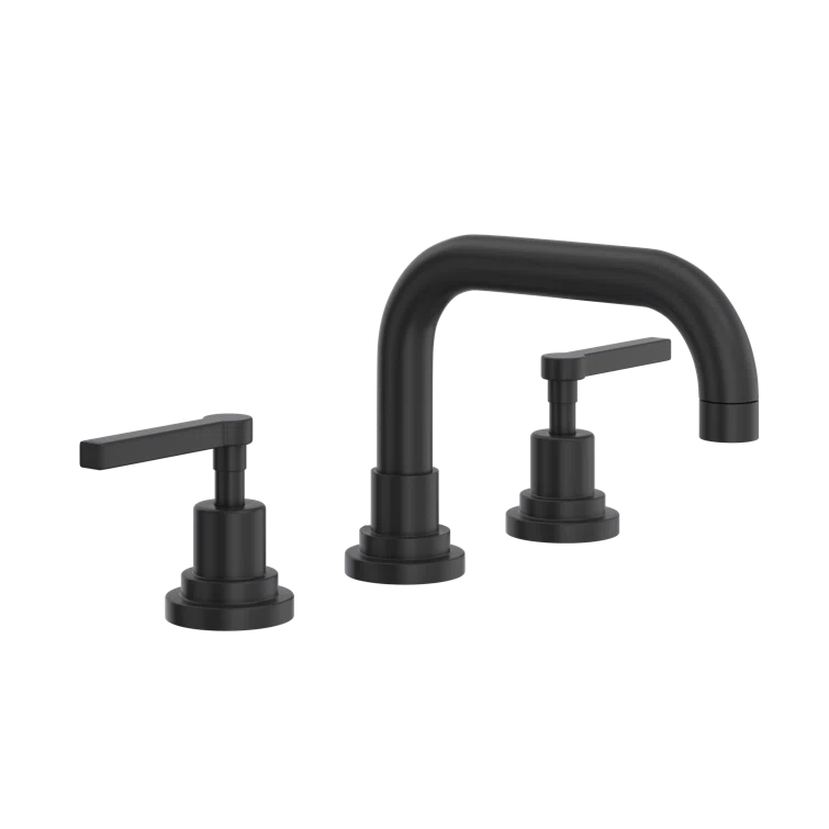 Polished Nickel Modern Widespread Bathroom Faucet with Brass Handles