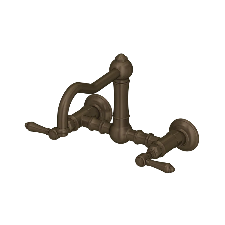 Classic Italian Brass Wall-Mounted Kitchen Faucet with Polished Nickel Finish