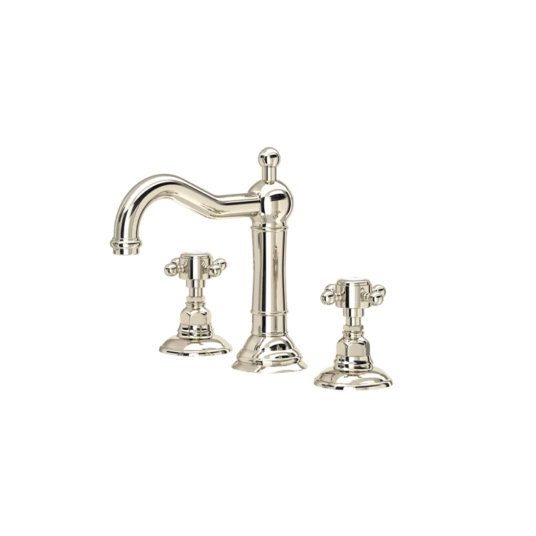 Elegant Classic Polished Nickel Widespread Faucet with Porcelain Handles