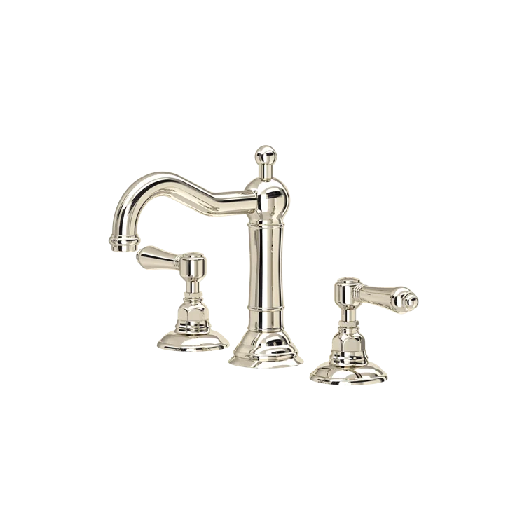 Polished Nickel Widespread Bathroom Faucet with Porcelain Handles