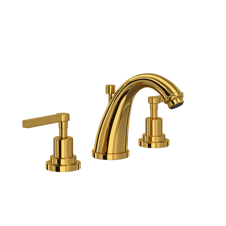 Polished Nickel Brass Widespread Lavatory Faucet with Metal Handles