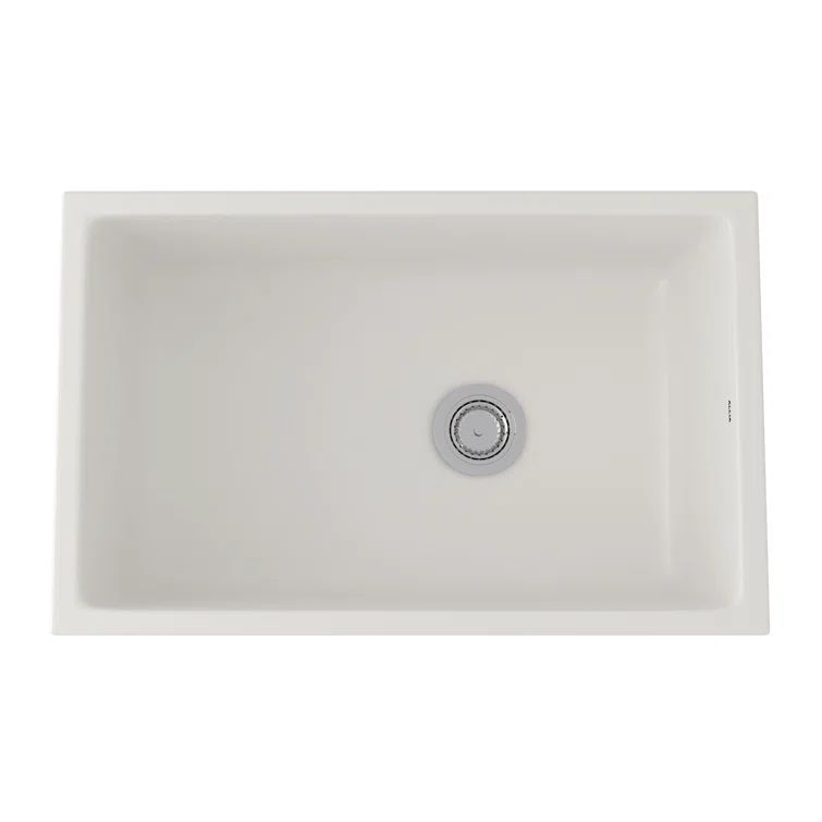 Matte Black Fireclay Single Bowl Drop-In Kitchen Sink