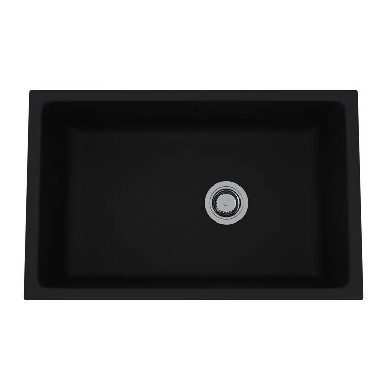 Matte Black Fireclay Single Bowl Drop-In Kitchen Sink