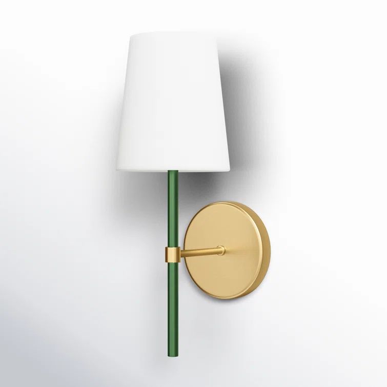 Burnished Brass and Green Single Light Dimmable Sconce