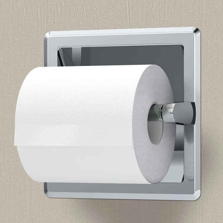 Chrome Recessed Pivoting Toilet Paper Holder with Polished Finish