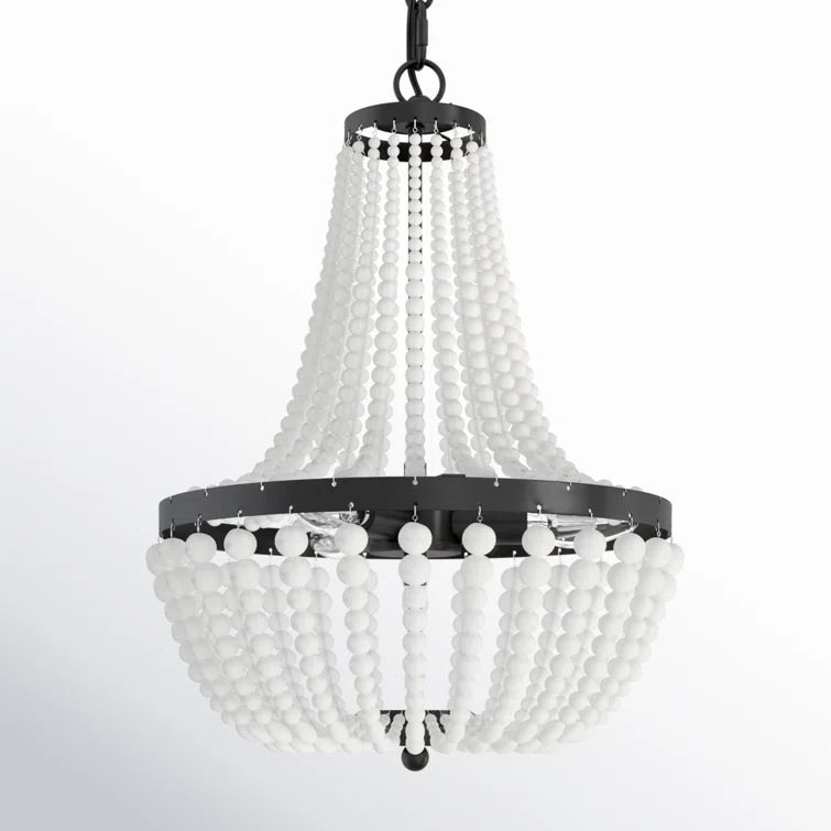 Matte Black and White Beaded Empire Chandelier