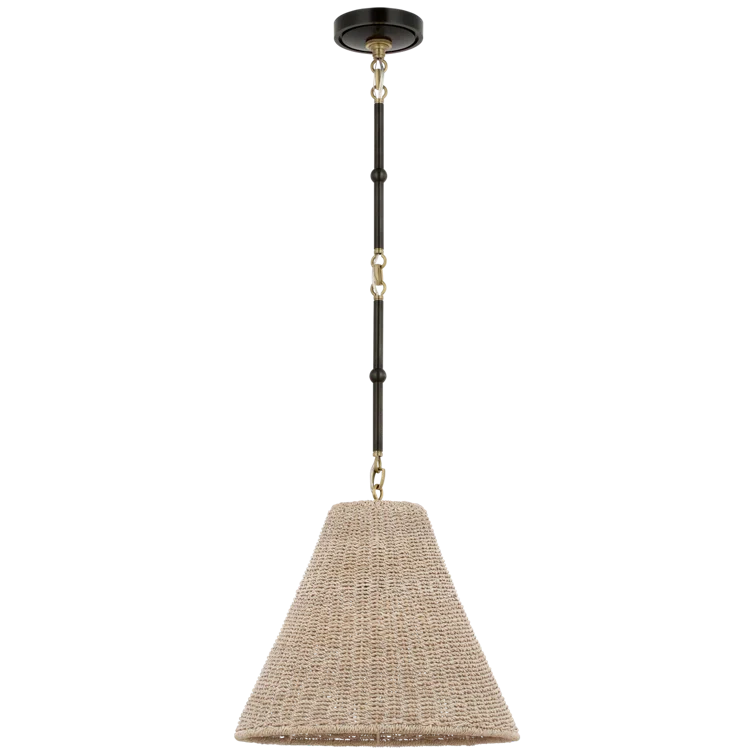 Small Bronze and Antique Brass Pendant Light with Ash Shade