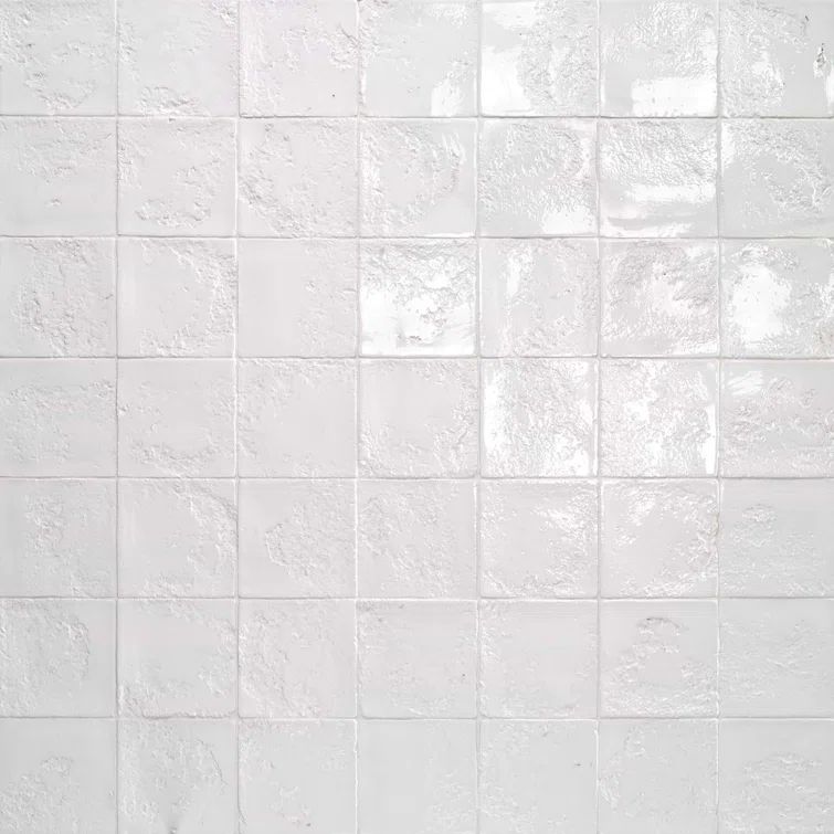 Glossy White Textured Ceramic 5x5 Wall Tile