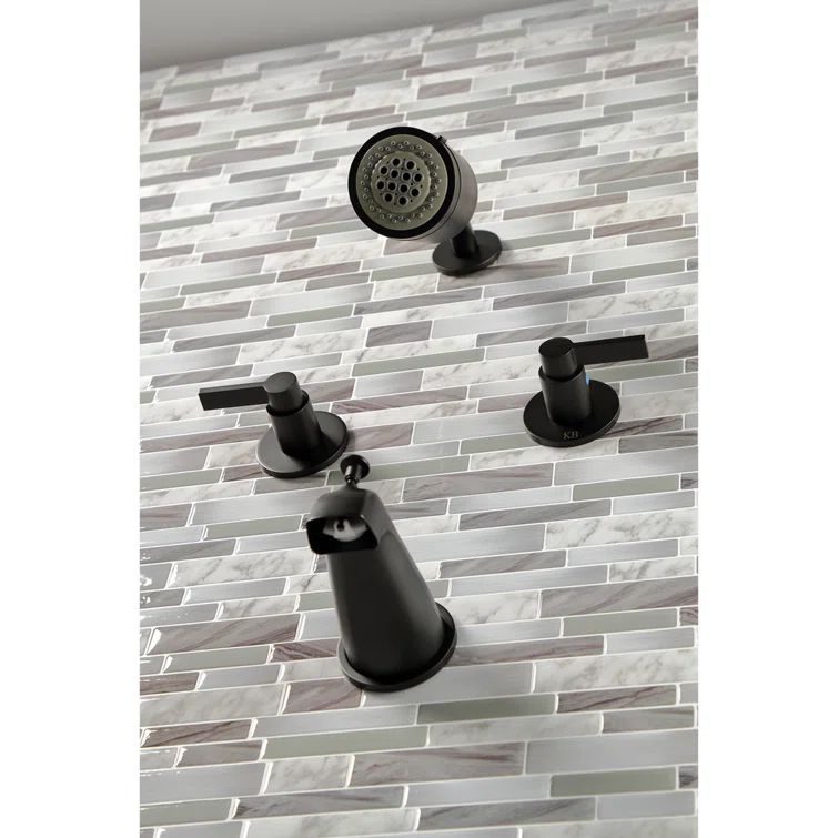 Modern Matte Black Brass Wall-Mounted Multi-Head Tub and Shower Faucet