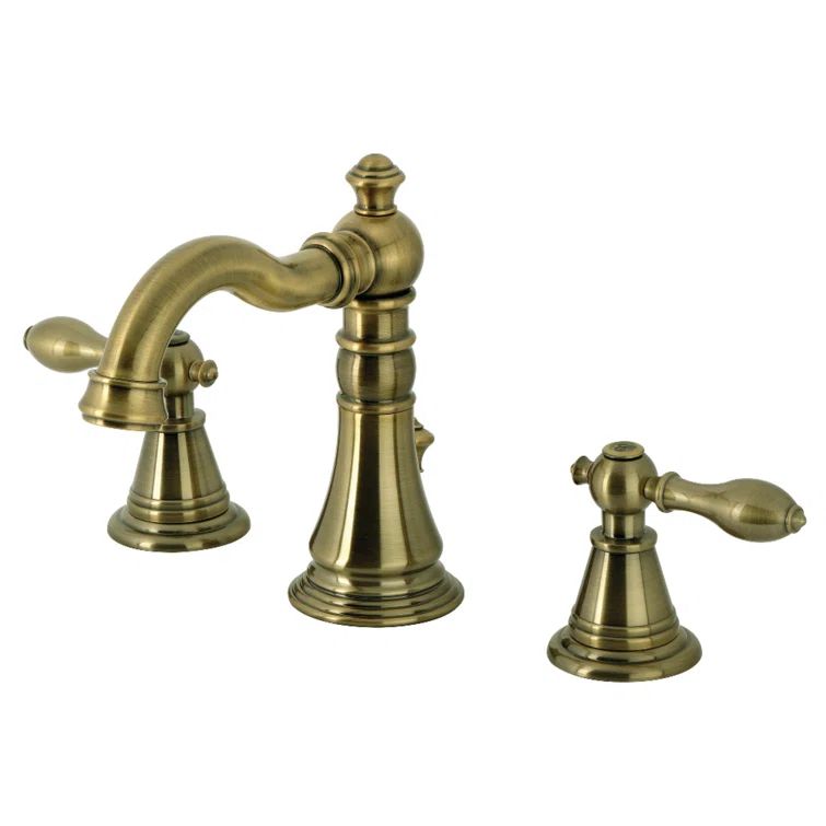 Elegant English Classic Widespread Bathroom Faucet in Antique Brass