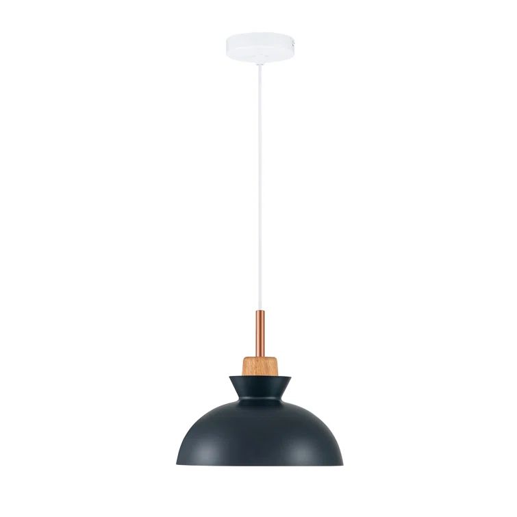 Blue Aluminum Dome Pendant Light with Adjustable Cord