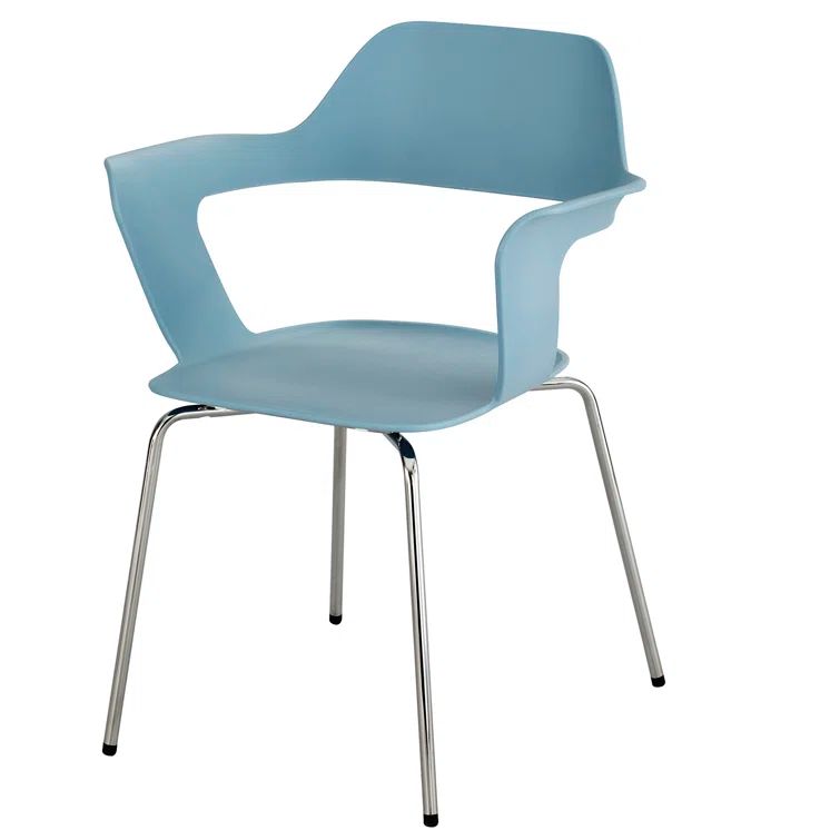 Bandi Shell Mid-Century Blue Stack Chair with Steel Frame