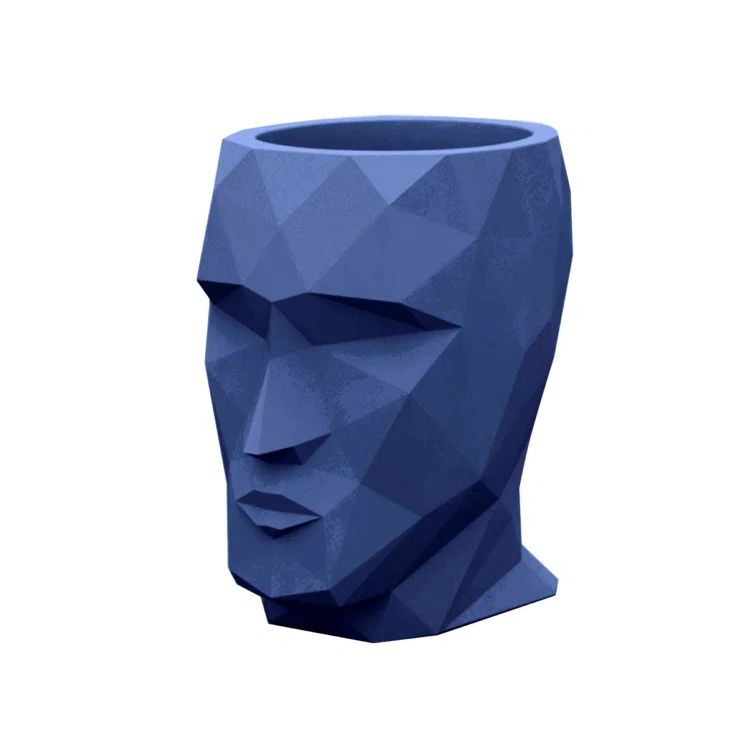 Notte Blue Resin Faceted Novelty Planter, 39.25" H