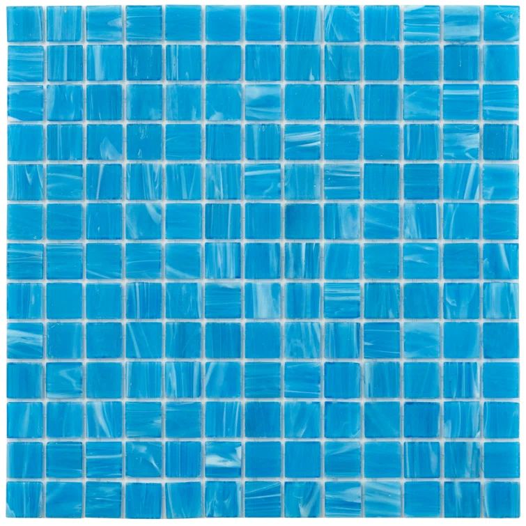 Celestial Dodger Blue Glossy Glass Mosaic Tile