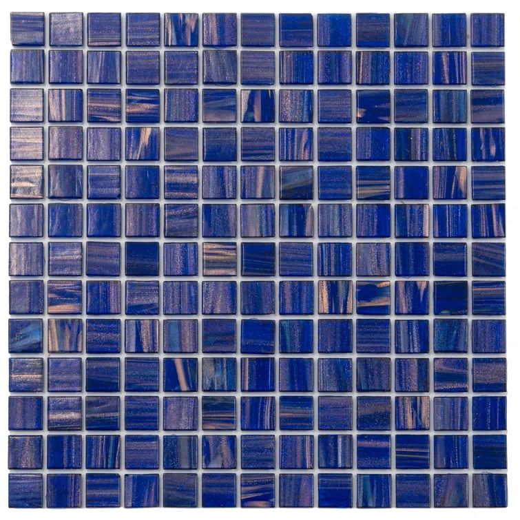 Celestial Royal Blue and Gold Glass Mosaic Wall and Floor Tile