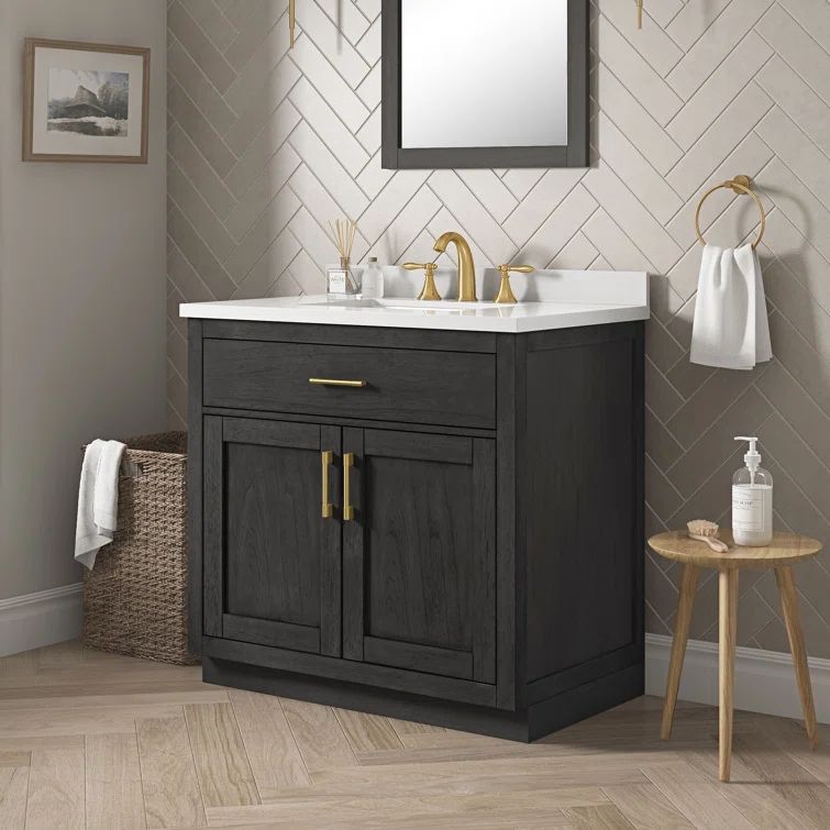 Bailey 36 Inch Matte Black Wood Freestanding Single Sink Vanity