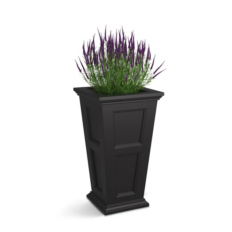 Black 28" Polyethylene Tall Outdoor Planter